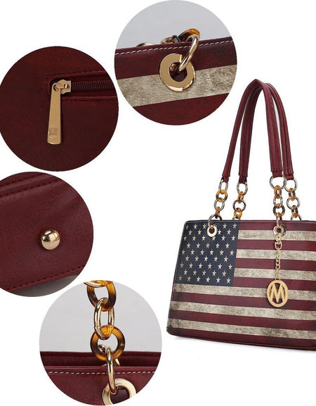 Nevaeh Vegan Leather Patriotic Pattern Women Shoulder Bag