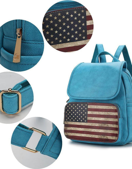 Regina Printed Flag Vegan Leather Women Backpack
