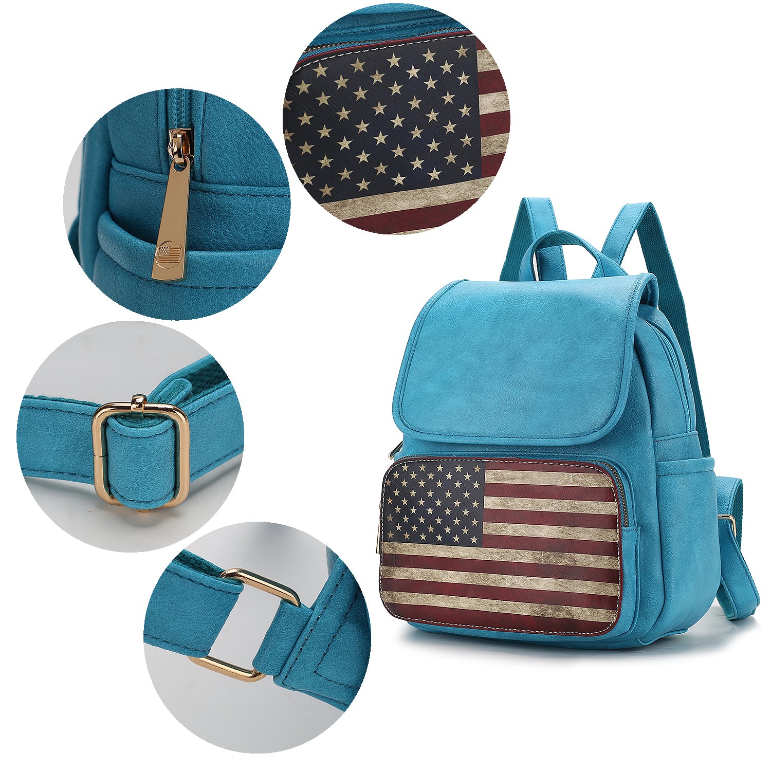 Regina Printed Flag Vegan Leather Women Backpack