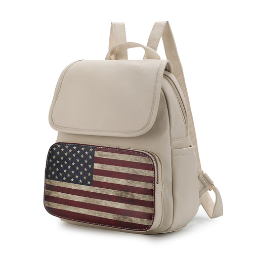 Load image into Gallery viewer, Regina Printed Flag Vegan Leather Women Backpack
