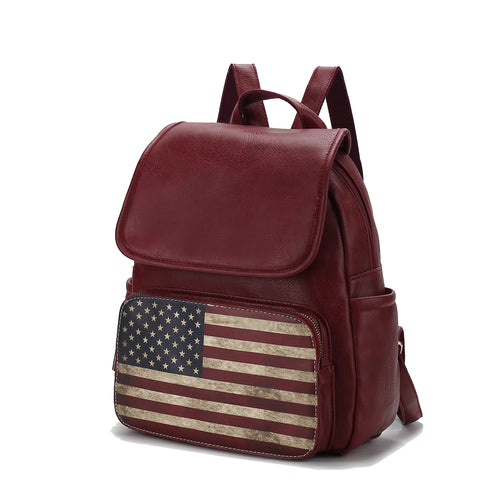 Load image into Gallery viewer, Regina Printed Flag Vegan Leather Women Backpack
