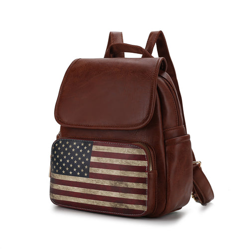 Load image into Gallery viewer, Regina Printed Flag Vegan Leather Women Backpack
