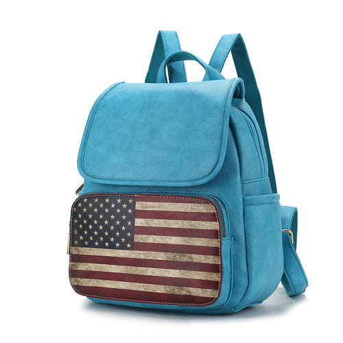 Regina Printed Flag Vegan Leather Women Backpack