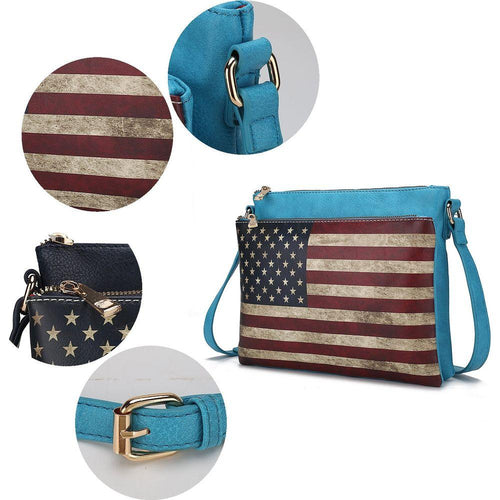 Load image into Gallery viewer, Madeline Printed Flag Vegan Leather Women&#39;s Crossbody Handbag
