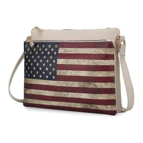 Load image into Gallery viewer, Madeline Printed Flag Vegan Leather Women Crossbody Handbag

