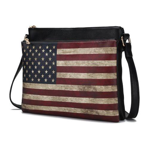 Madeline Printed Flag Vegan Leather Women Crossbody Handbag