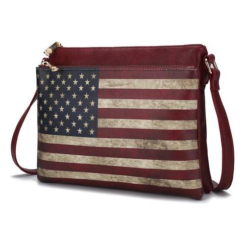 Madeline Printed Flag Vegan Leather Women Crossbody Handbag