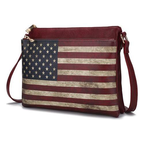 Load image into Gallery viewer, Madeline Printed Flag Vegan Leather Women&#39;s Crossbody Handbag
