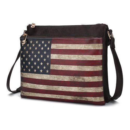 Load image into Gallery viewer, Madeline Printed Flag Vegan Leather Women Crossbody Handbag
