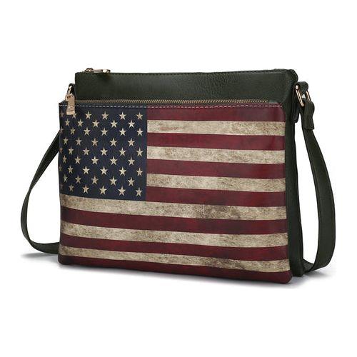 Madeline Printed Flag Vegan Leather Women Crossbody Handbag