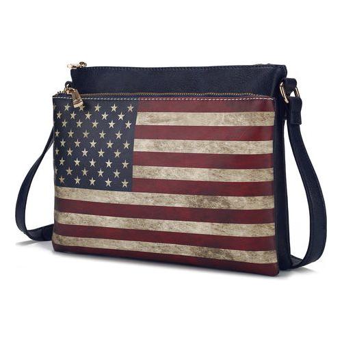 Load image into Gallery viewer, Madeline Printed Flag Vegan Leather Women Crossbody Handbag

