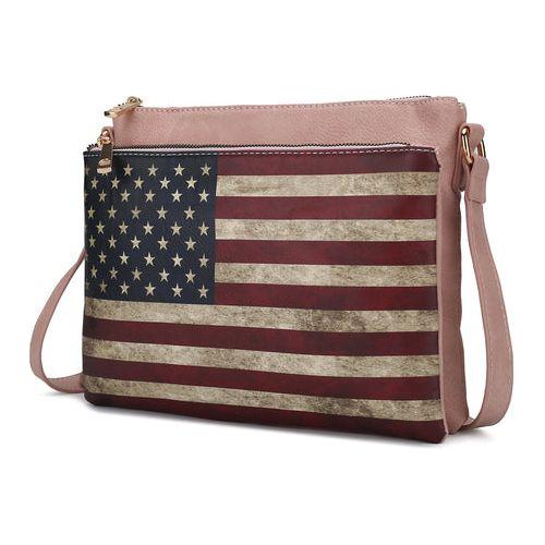 Madeline Printed Flag Vegan Leather Women Crossbody Handbag