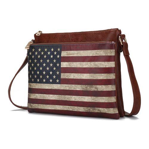 Load image into Gallery viewer, Madeline Printed Flag Vegan Leather Women&#39;s Crossbody Handbag
