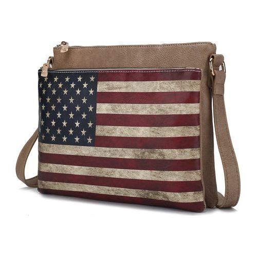 Load image into Gallery viewer, Madeline Printed Flag Vegan Leather Women Crossbody Handbag
