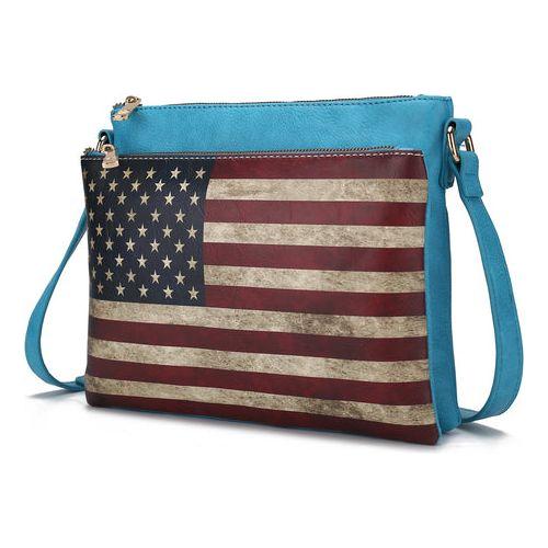 Madeline Printed Flag Vegan Leather Women Crossbody Handbag