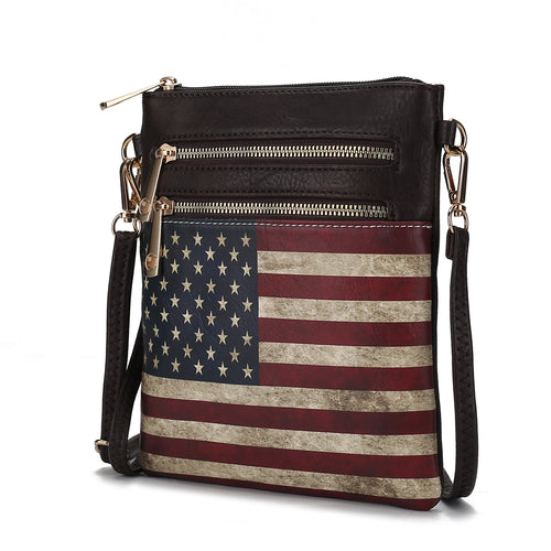 Load image into Gallery viewer, Genesis Printed Flag Vegan Leather Women Crossbody Bag
