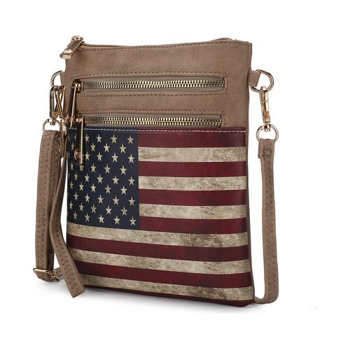 Load image into Gallery viewer, Genesis Printed Flag Vegan Leather Women Crossbody Bag
