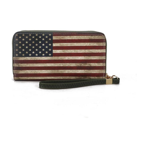 Load image into Gallery viewer, MKF Collection Uriel Vegan Leather Women FLAG Wristlet Wallet
