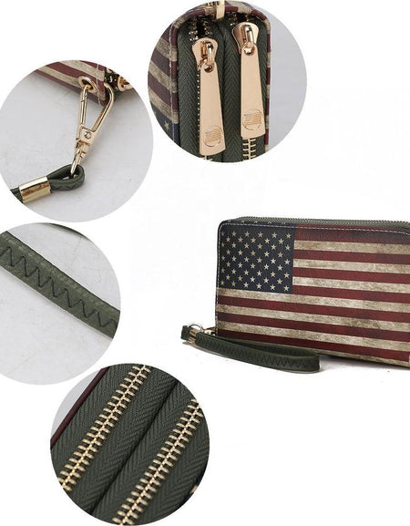 MKF Collection Uriel Vegan Leather Women FLAG Wristlet Wallet