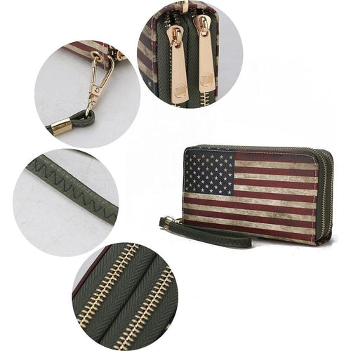 Load image into Gallery viewer, MKF Collection Uriel Vegan Leather Women FLAG Wristlet Wallet
