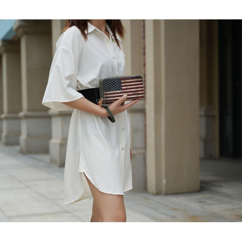 Load image into Gallery viewer, MKF Collection Uriel Vegan Leather Women FLAG Wristlet Wallet
