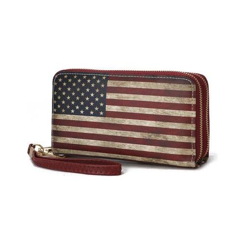 Load image into Gallery viewer, MKF Collection Uriel Vegan Leather Women FLAG Wristlet Wallet
