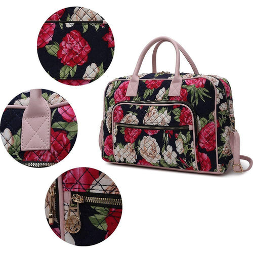 Load image into Gallery viewer, Jayla Quilted Cotton Botanical Pattern Women Duffle Bag
