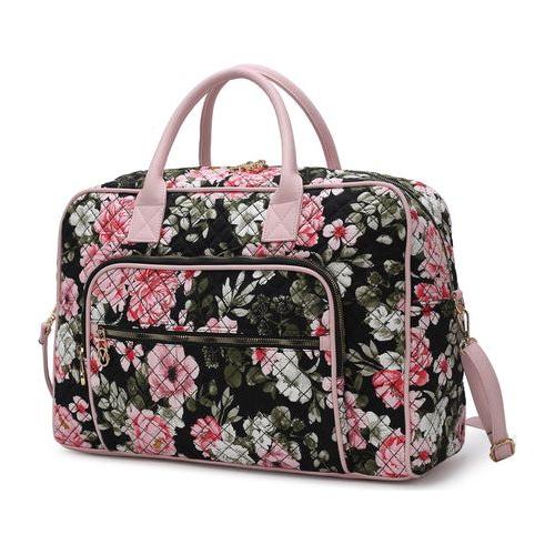 Load image into Gallery viewer, Jayla Quilted Cotton Botanical Pattern Women Duffle Bag
