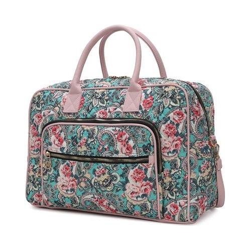 Load image into Gallery viewer, Jayla Quilted Cotton Botanical Pattern Women Duffle Bag
