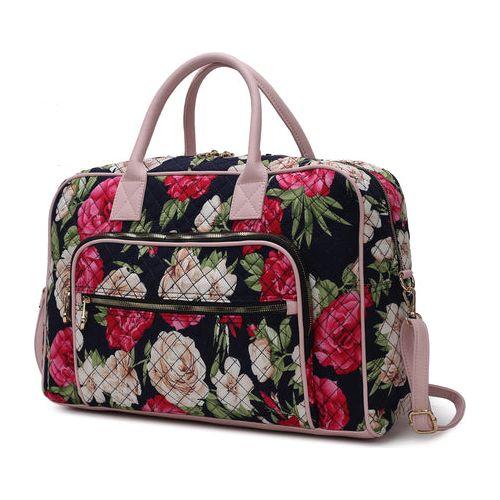 Load image into Gallery viewer, Jayla Quilted Cotton Botanical Pattern Women Duffle Bag
