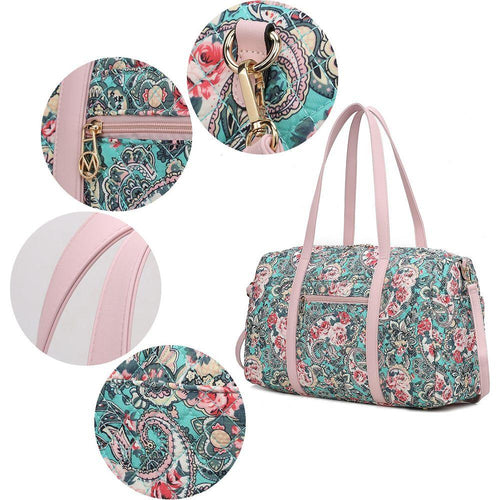 Load image into Gallery viewer, Khelani Quilted Cotton Botanical Pattern Women Duffle Bag
