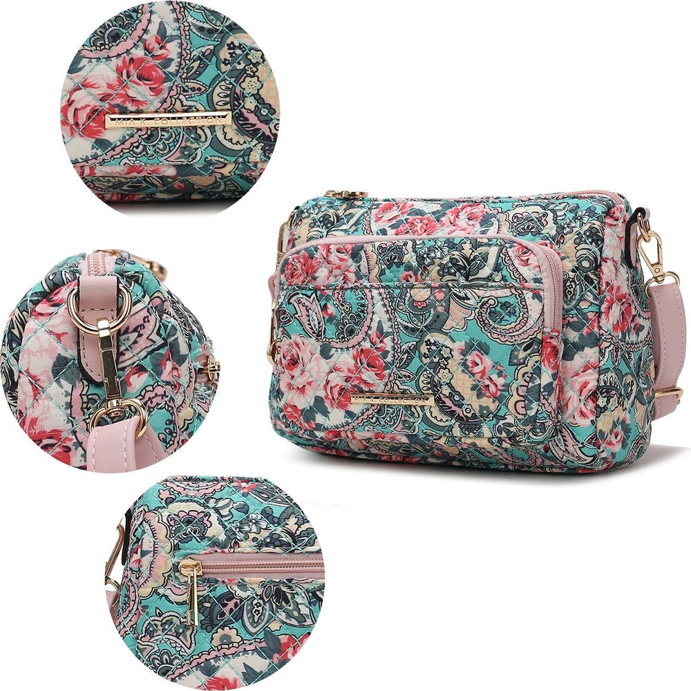 Rosalie Quilted Cotton Botanical Pattern Women Shoulder Bag