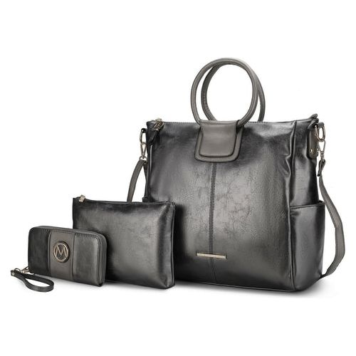 Load image into Gallery viewer, Zori Tote Handbag with Pouch and Wallet Vegan Leather Women
