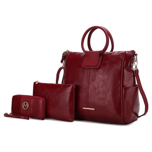 Load image into Gallery viewer, Zori Tote Handbag with Pouch and Wallet Vegan Leather Women
