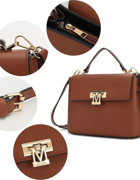 Mia K Hadley Vegan Leather Women Satchel Bag with Wristlet Wallet