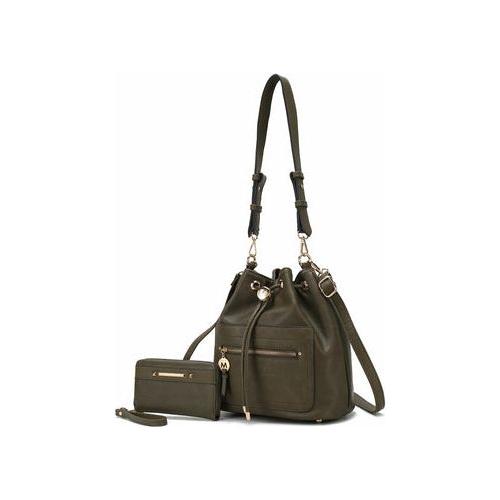 Load image into Gallery viewer, Larissa Vegan Leather Women Bucket Bag with Wallet
