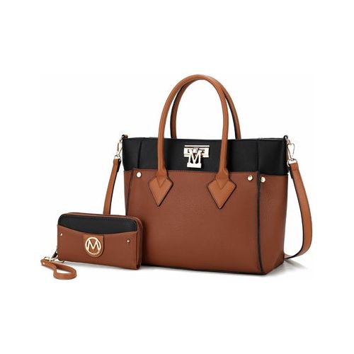 Load image into Gallery viewer, Brynlee Color-Block Vegan Leather Women Tote Bag with Wallet By Mia k
