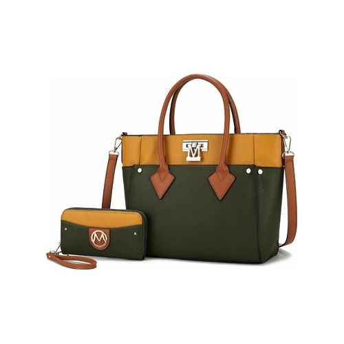 Load image into Gallery viewer, Brynlee Color-Block Vegan Leather Women Tote Bag with Wallet By Mia k
