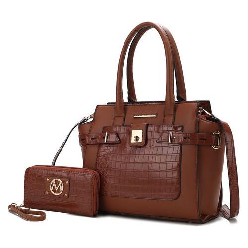 Load image into Gallery viewer, Isla Crocodile Embossed Satchel Handbag in Luxe Vegan Leather

