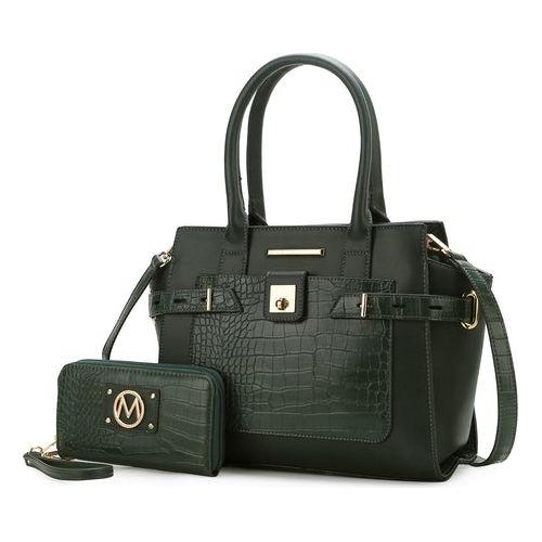 Load image into Gallery viewer, Isla Crocodile Embossed Satchel Handbag in Luxe Vegan Leather
