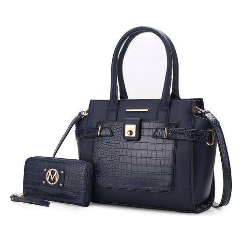 Isla Crocodile Embossed Satchel Handbag in Luxe Vegan Leather