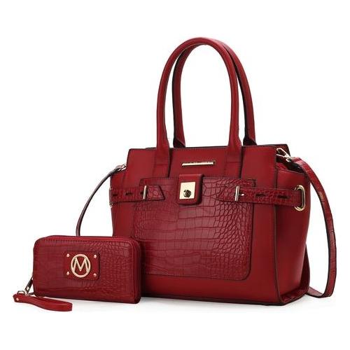 Isla Crocodile Embossed Satchel Handbag in Luxe Vegan Leather
