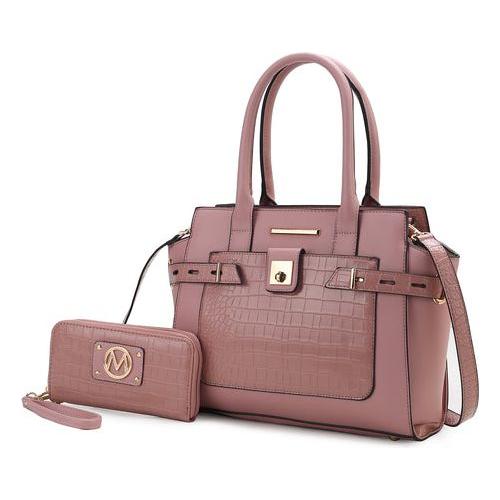 Load image into Gallery viewer, Isla Crocodile Embossed Satchel Handbag in Luxe Vegan Leather
