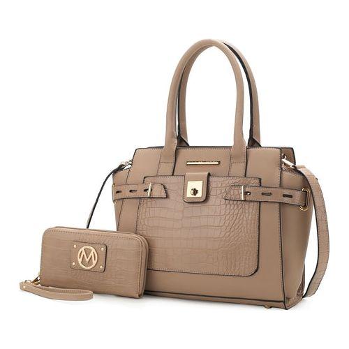 Isla Crocodile Embossed Satchel Handbag in Luxe Vegan Leather