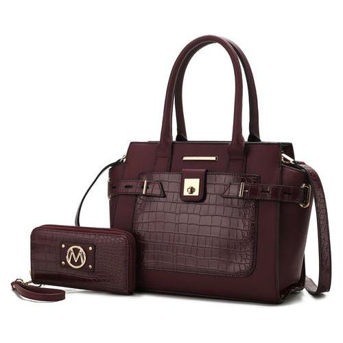 Load image into Gallery viewer, Isla Crocodile Embossed Satchel Handbag in Luxe Vegan Leather
