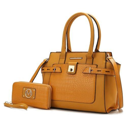 Load image into Gallery viewer, Isla Crocodile Embossed Satchel Handbag in Luxe Vegan Leather
