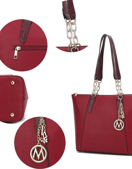 Ximena Vegan Leather Women Tote Bag with Matching Wristlet Wallet