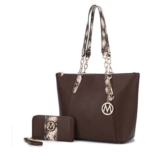 Load image into Gallery viewer, Ximena Vegan Leather Women Tote Bag with Matching Wristlet Wallet
