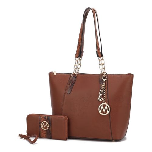 Load image into Gallery viewer, Ximena Vegan Leather Women Tote Bag with Matching Wristlet Wallet
