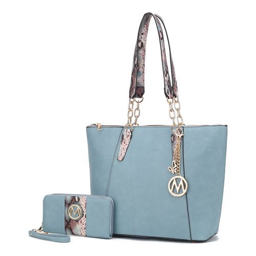 Load image into Gallery viewer, Ximena Vegan Leather Women Tote Bag with Matching Wristlet Wallet
